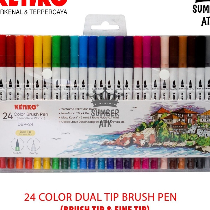 

Hemat 24 Color Brush Pen Pena Kuas Warna KENKO DBP24 24 Warna Color