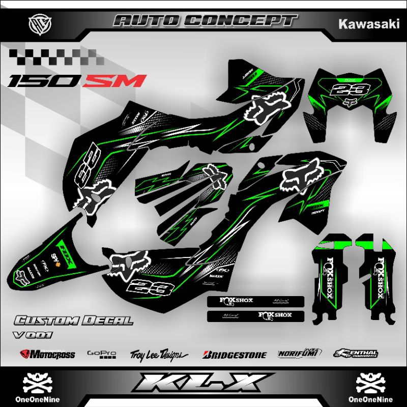 Stiker Decal KLX 150 SM Full Body Terbaru 2023 Sticker KLX 150 SM SE Hologram -01