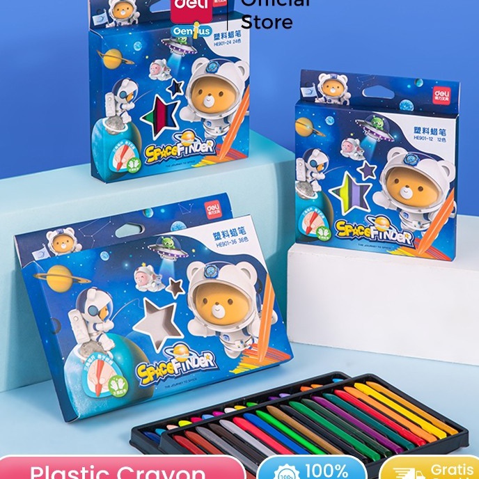 

Bonus Deli Plastic Crayon Krayon Plastik 122436 Warna Triangular Desain Space Tidak Mengotori Tangan HE91