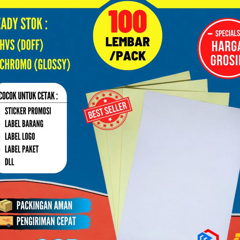 

HJ6 STIKER LABEL A4 ISI 1 LEMBAR KES STICKER A4