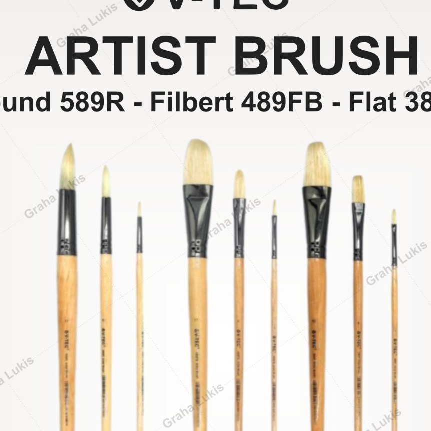 HJ6 VTEC Artist Brush Flat 389F  Filbert 489 Round 589R  Brush Oil  Satuan