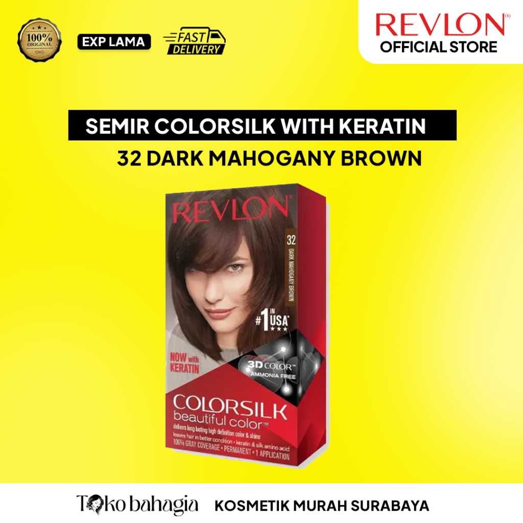 Revlon Colorsilk Hair Color Cat Rambut - 32 Dark Mahogany Brown