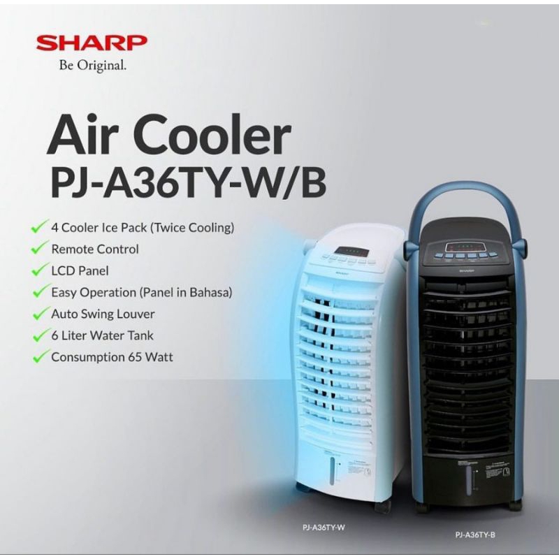 SHARP Air Cooler PJ-A36TY B/W | Kipas Penyejuk Udara