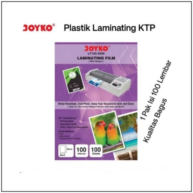 

1 Pak Plastik Laminating Joyko KTP Isi 100 Lembar