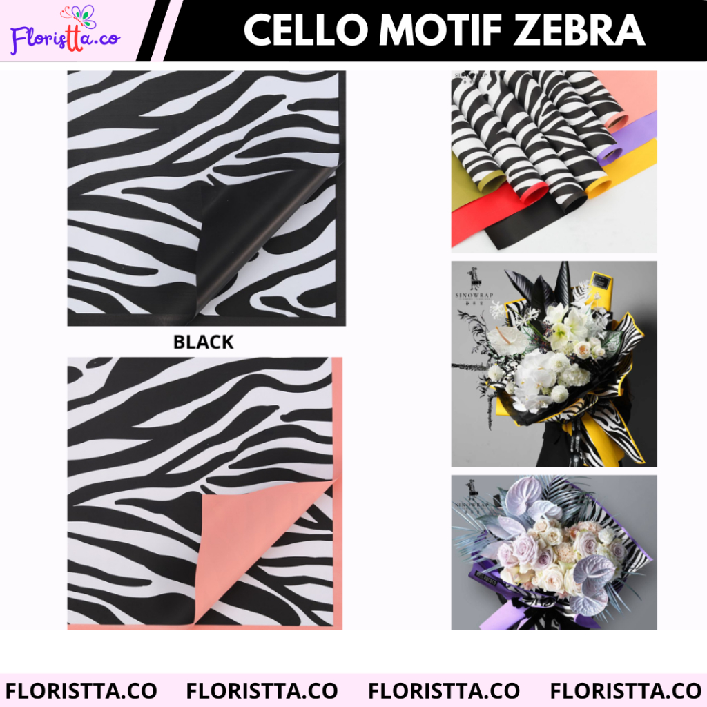 

(lembaran) cellophane new motif zebra/flower wrapping