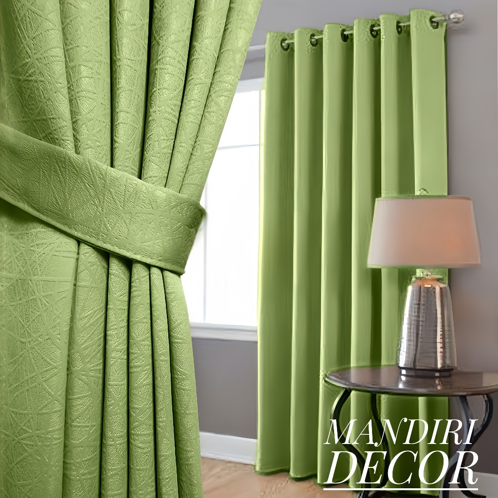 Gorden Jendela Blackout Polos Tebal Tinggi 3 Meter Warna Hijau Pintu Kamar Aesthetic