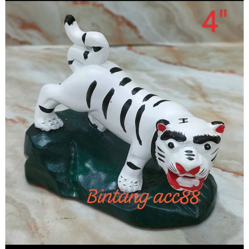 patung dewa harimau putih - fiber - 4inch