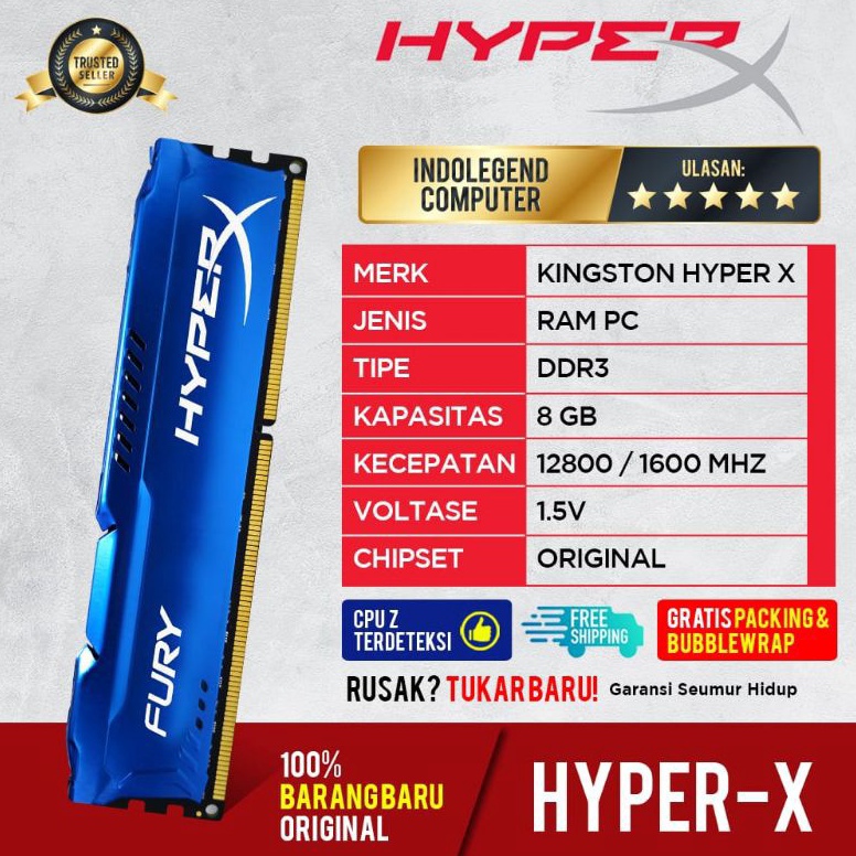 Paling Diminati FURY HYPER X DDR3 8GB PC128 LONGDIM
