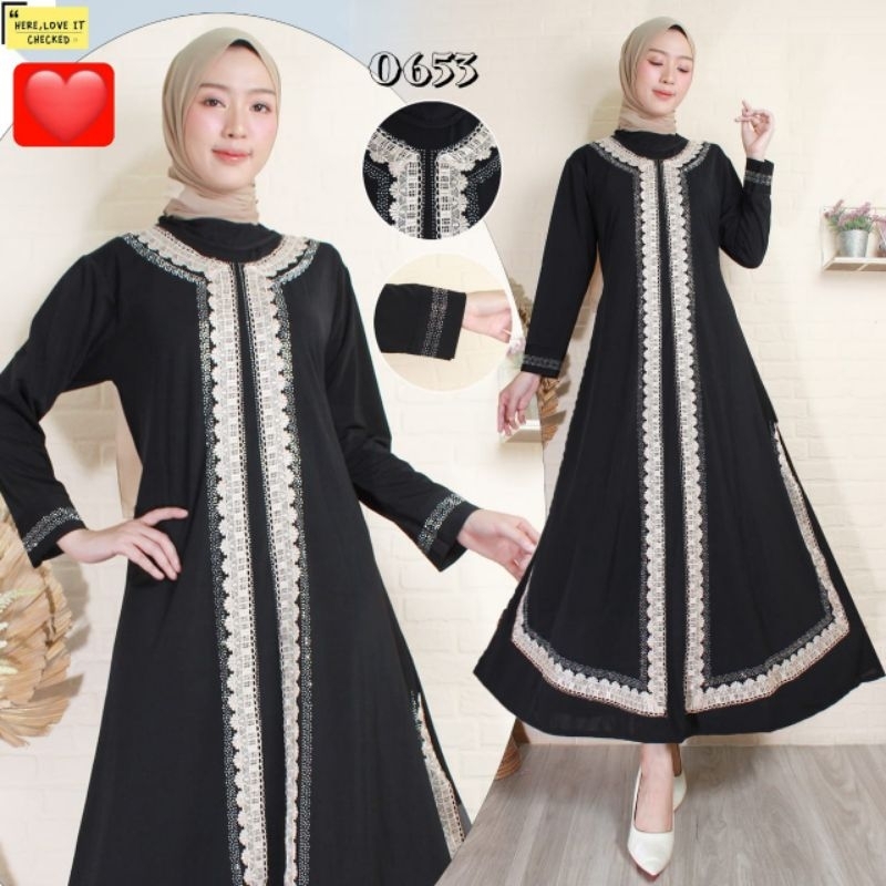 Baju Gamis Jersey Payet Ori Import India Long Dress 653 / Arab / Kaftan / Turki / Muslim / Wanita