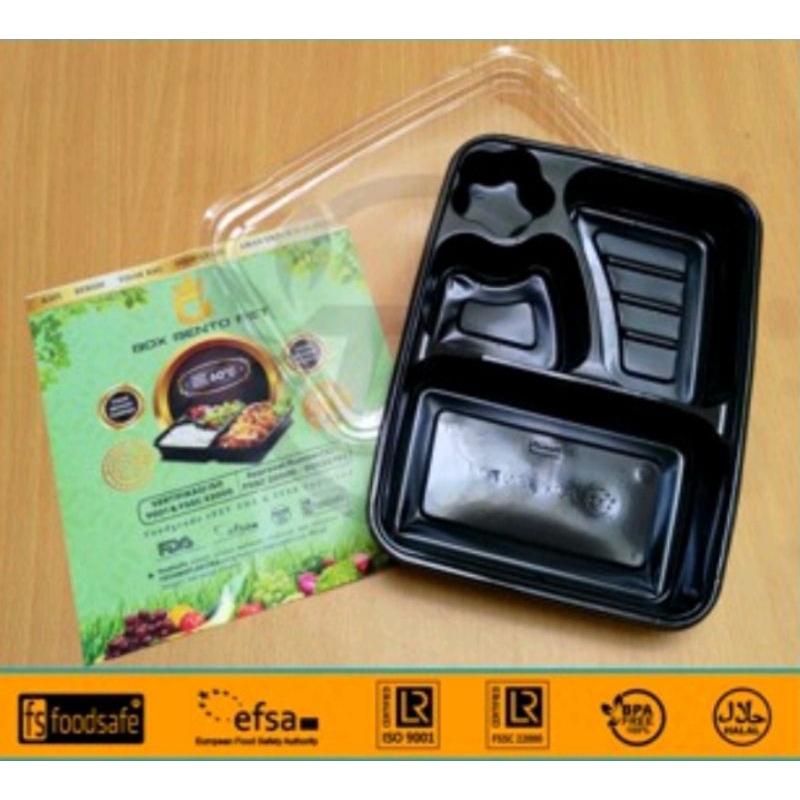 Mika Bento Kotak Makan Plastik 4 sekat hitam