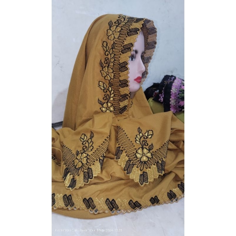 mukena terusan bordir mukena terusan santri, mukena asli madura