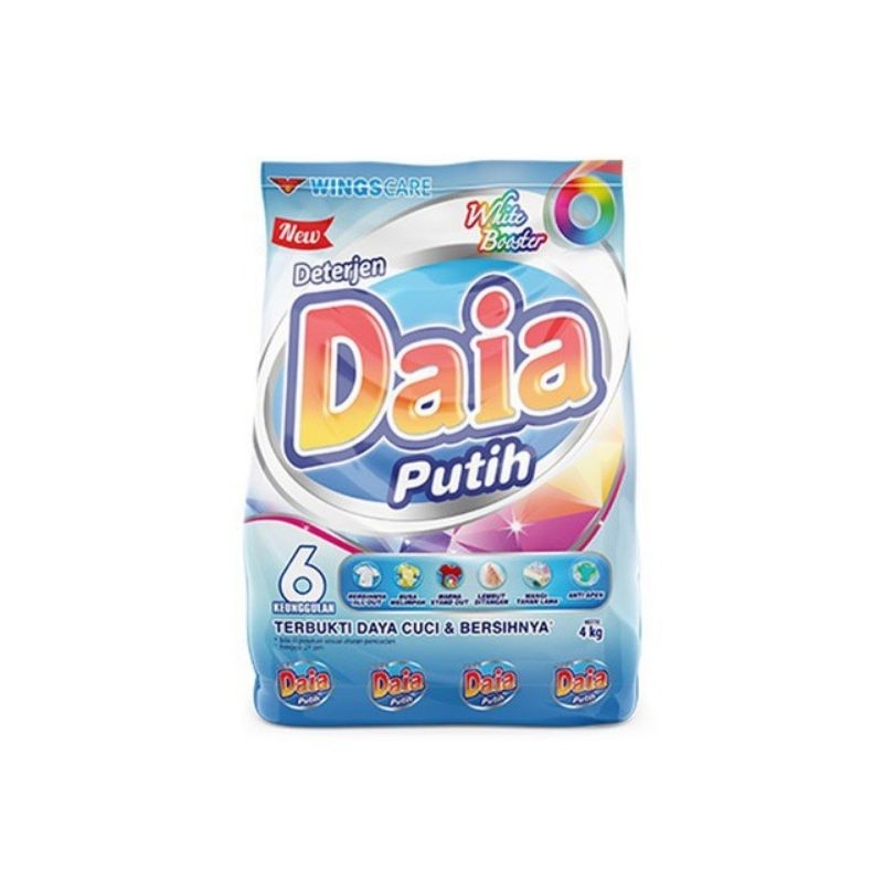 Daia Deterjen Bubuk Putih 4 kg / Bubuk Deterjen Daia