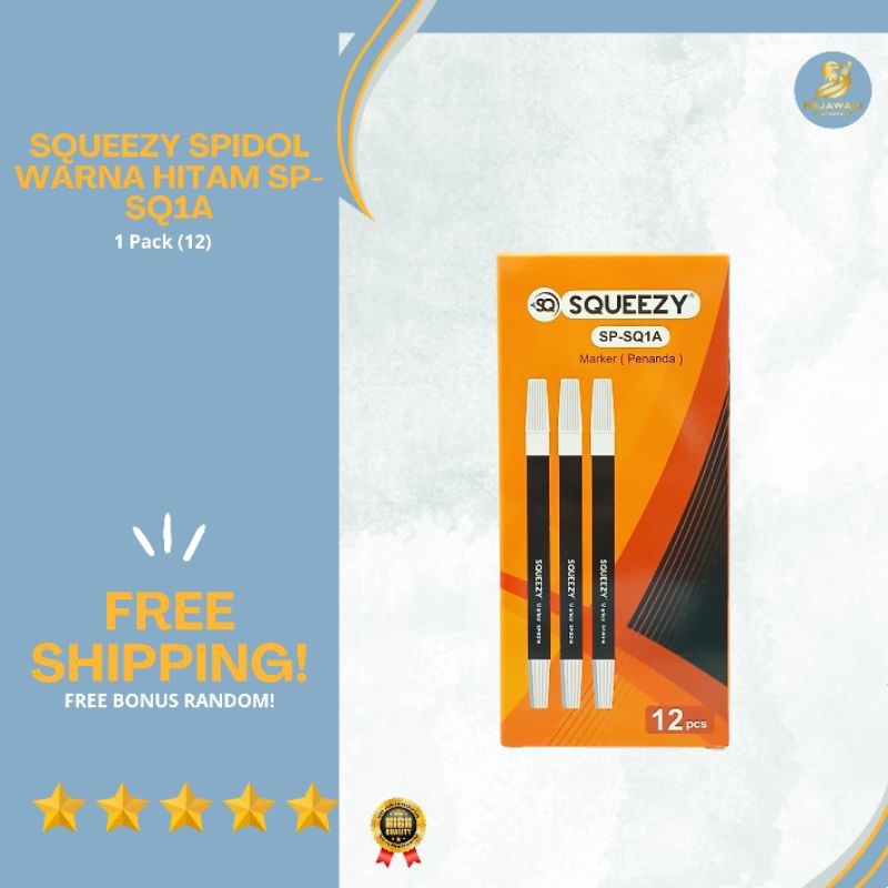 

Squeezy Spidol Warna | Tinta Hitam | 1 Pack (12)