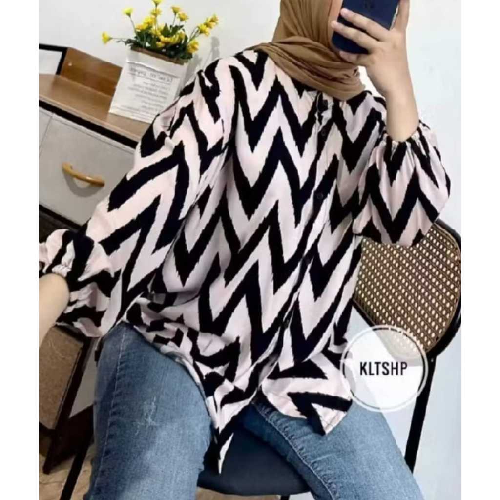 ATASAN BLUS WANITA MOTIF MIX RAYON / KEMEJA WANITA CASUAL RAYON PREMIUM & BUSUI FRIENDLY