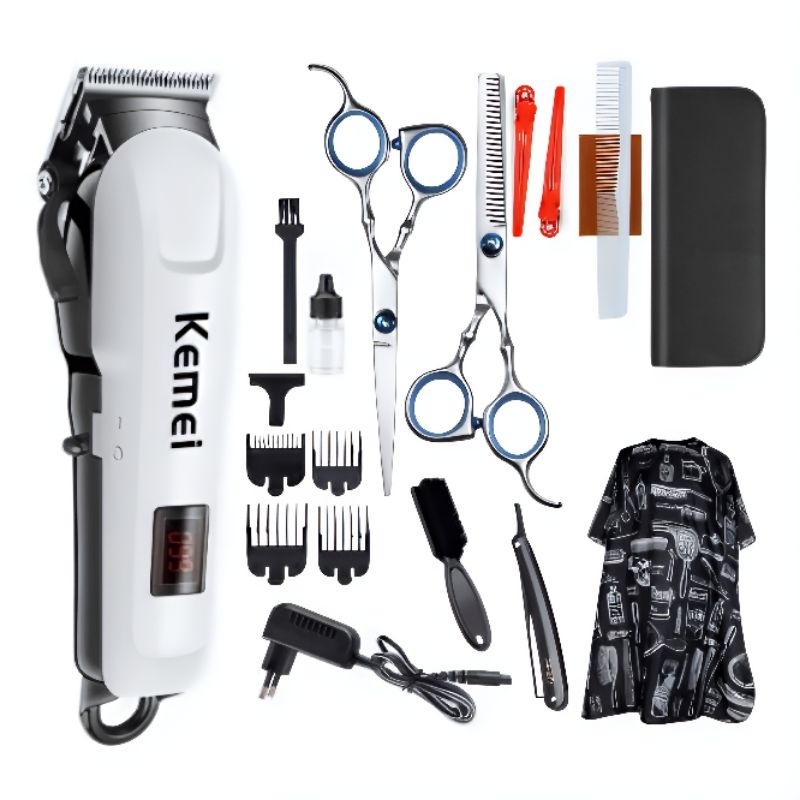 Paket Usaha Cukur Rambut Alat Mesin Cukur Elektrik Portable Rechargeable Kemei 809A Alat Cukur Cas C