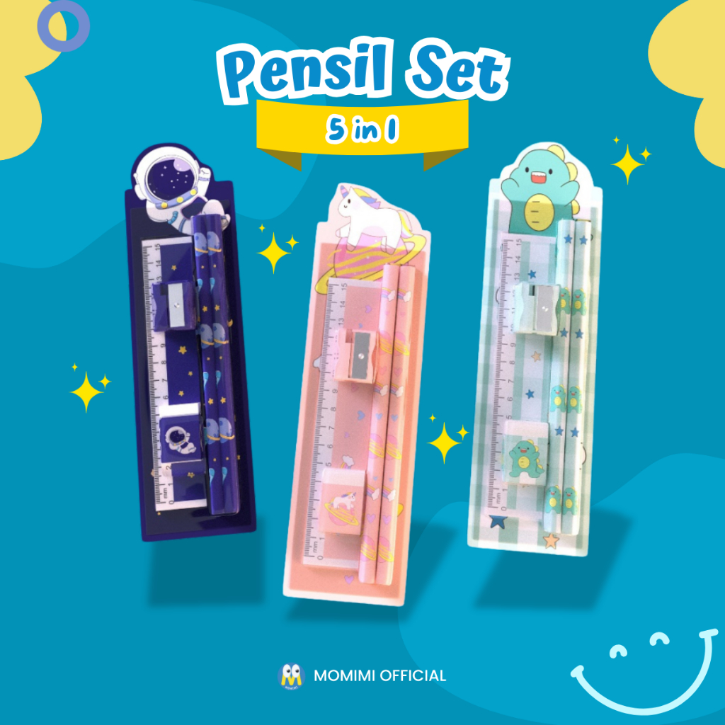 

Pensil Set 5 in 1 Karakter isi Pencil Penggaris Penghapus Rautan Alat Tulis Anak Sekolah PAUD TK SD