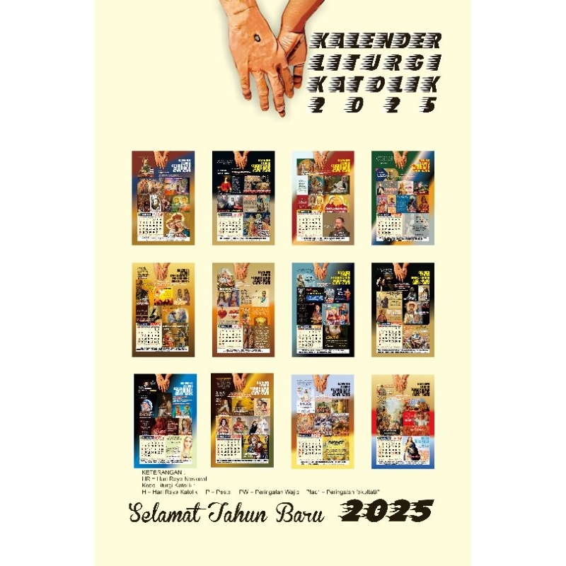 

Kalender Dinding Liturgi Gereja Katolik 2025 edisi Santo Santa