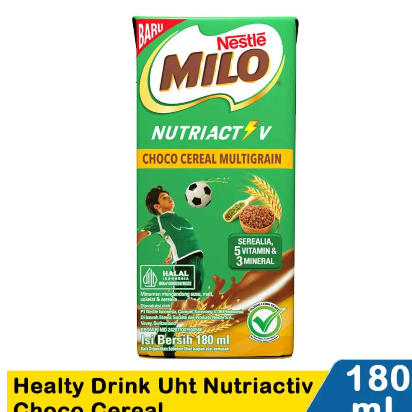 

Milo Healty Drink Uht Nutriactiv Choco Cereal 180 ml