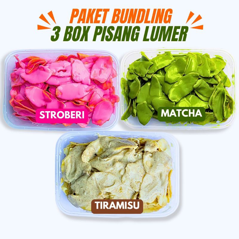 

Bundling 3 Box Keripik Pisang Lumer Stroberi+Matcha+Tiramisu (Isi Bersih 600 Gram)