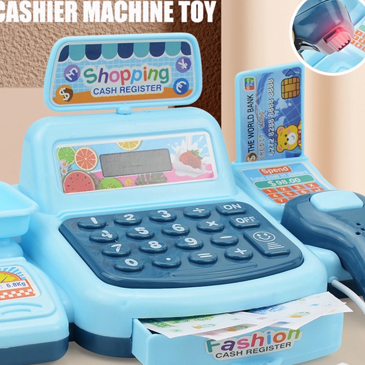 Dijamin Senang  Kasir Simulasi Mainan Mesin Kasir Belanja Mainan Cashier Machine Toys Mainan Edukasi