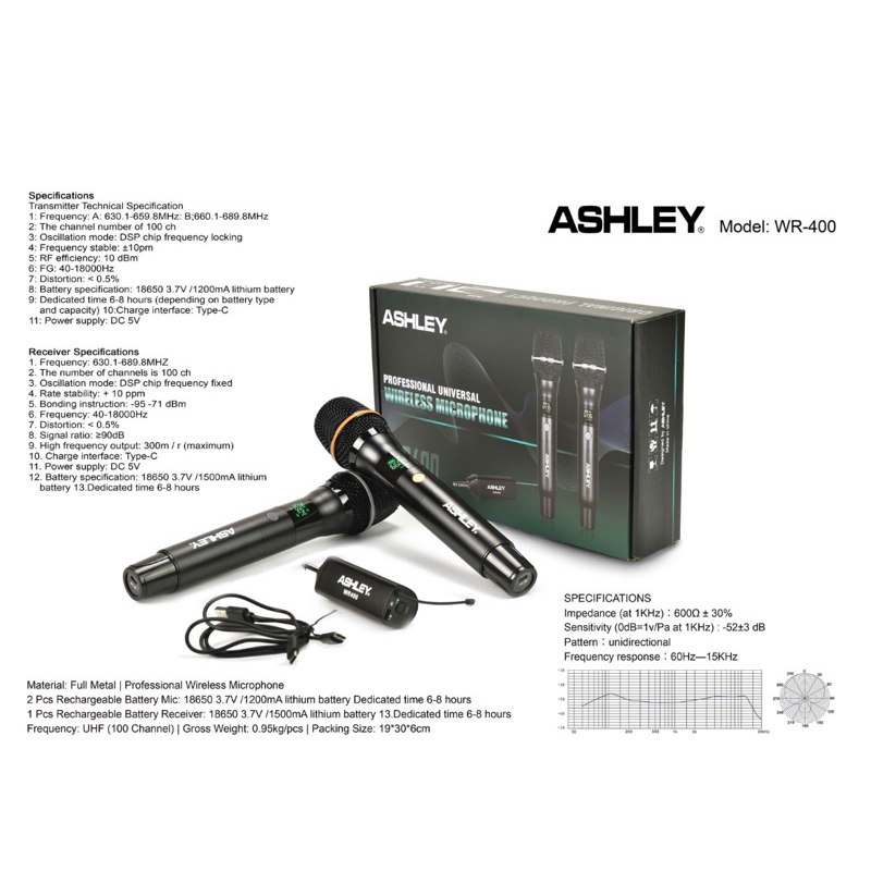 Mic Wireless Ashley WR 400 Original