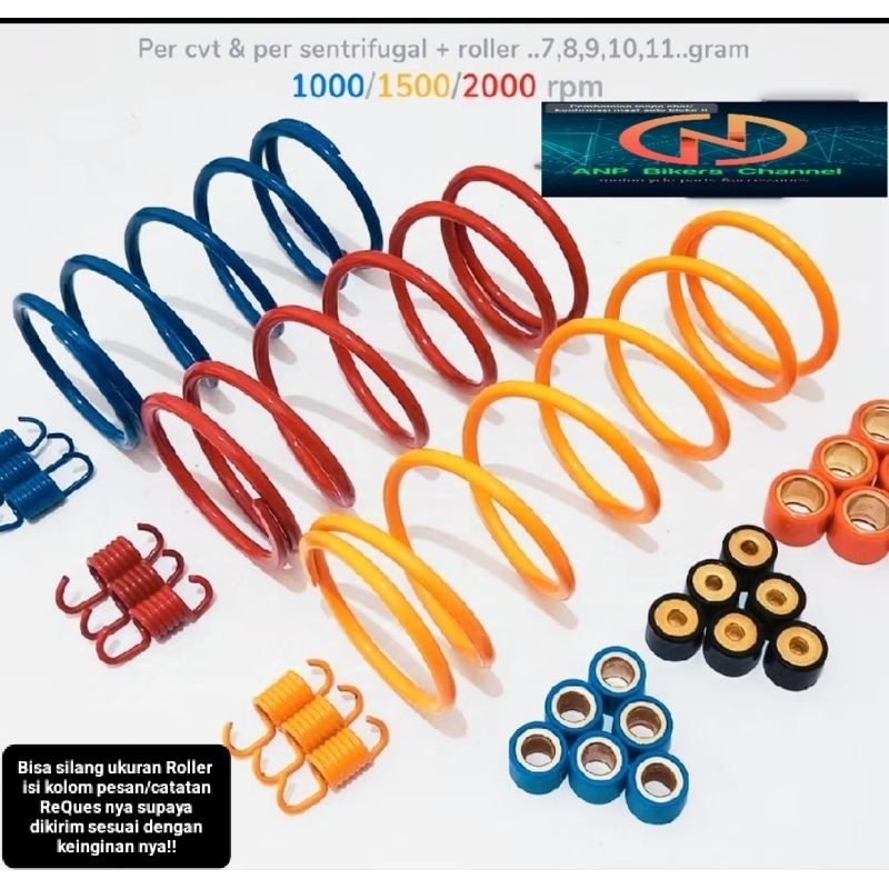 PAKET UPGRADE PER CVT PER CENTRI 1O00 RPM 1500 RPM-2000 RPM  PLUS ROLLER 1PAKET- BEAT VARIO 125 VARI