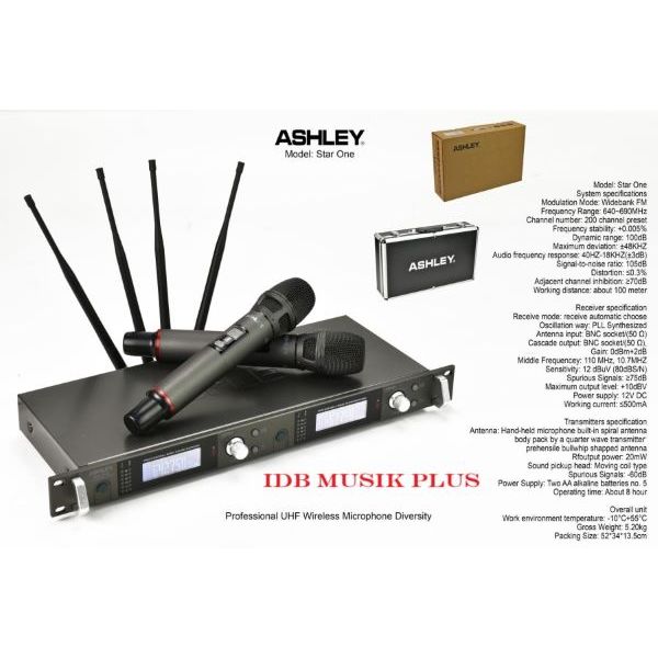 Mic Wireless Ashley Star One StarOne Dual Handheld Original