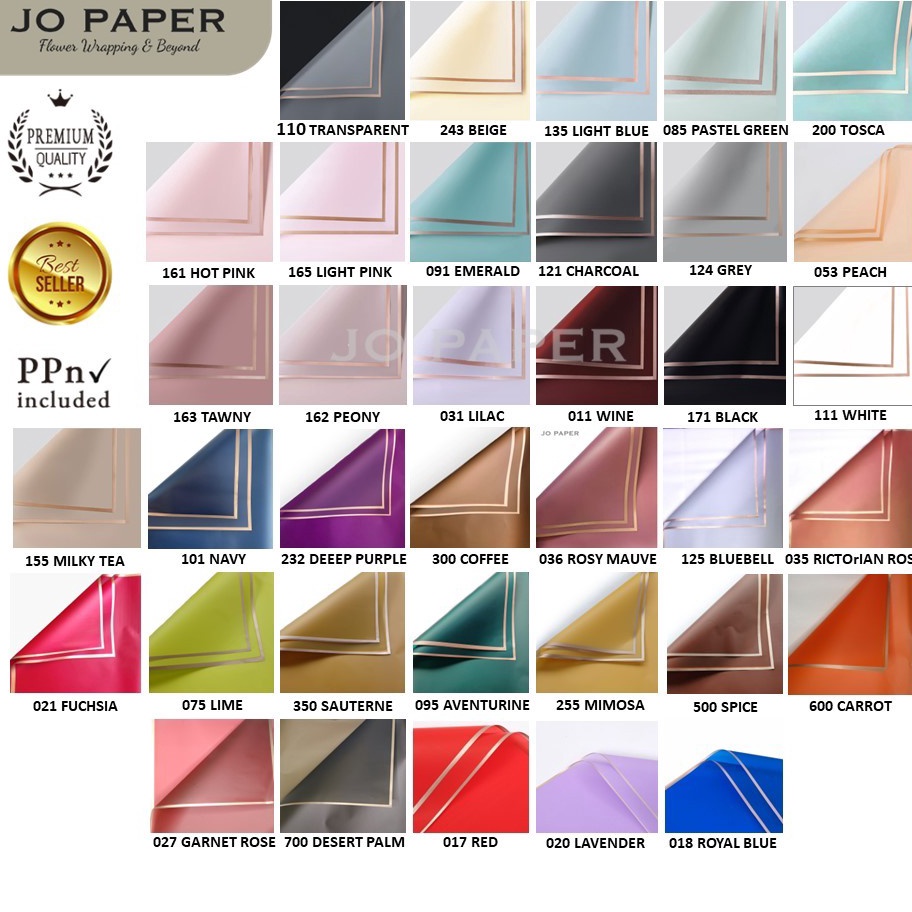

Dijamin Untung 5 LEMBAR Flower Wrapping Paper Varian List Gold Emas Kertas Buket Bunga Snack Cellophane Florist