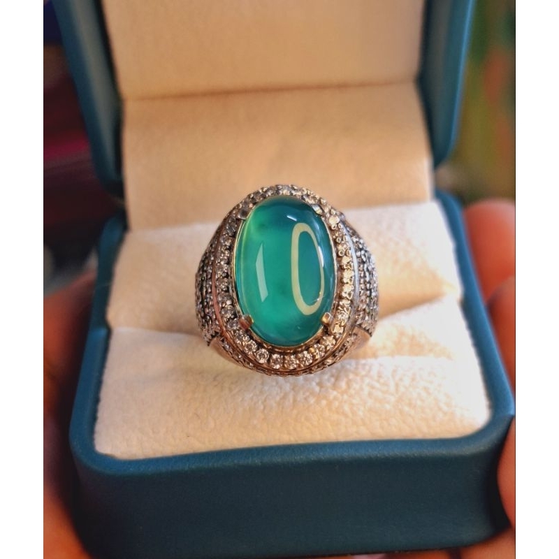 Cincin Batu Bacan Crystal Super Bergiwang (Perak Mewah)