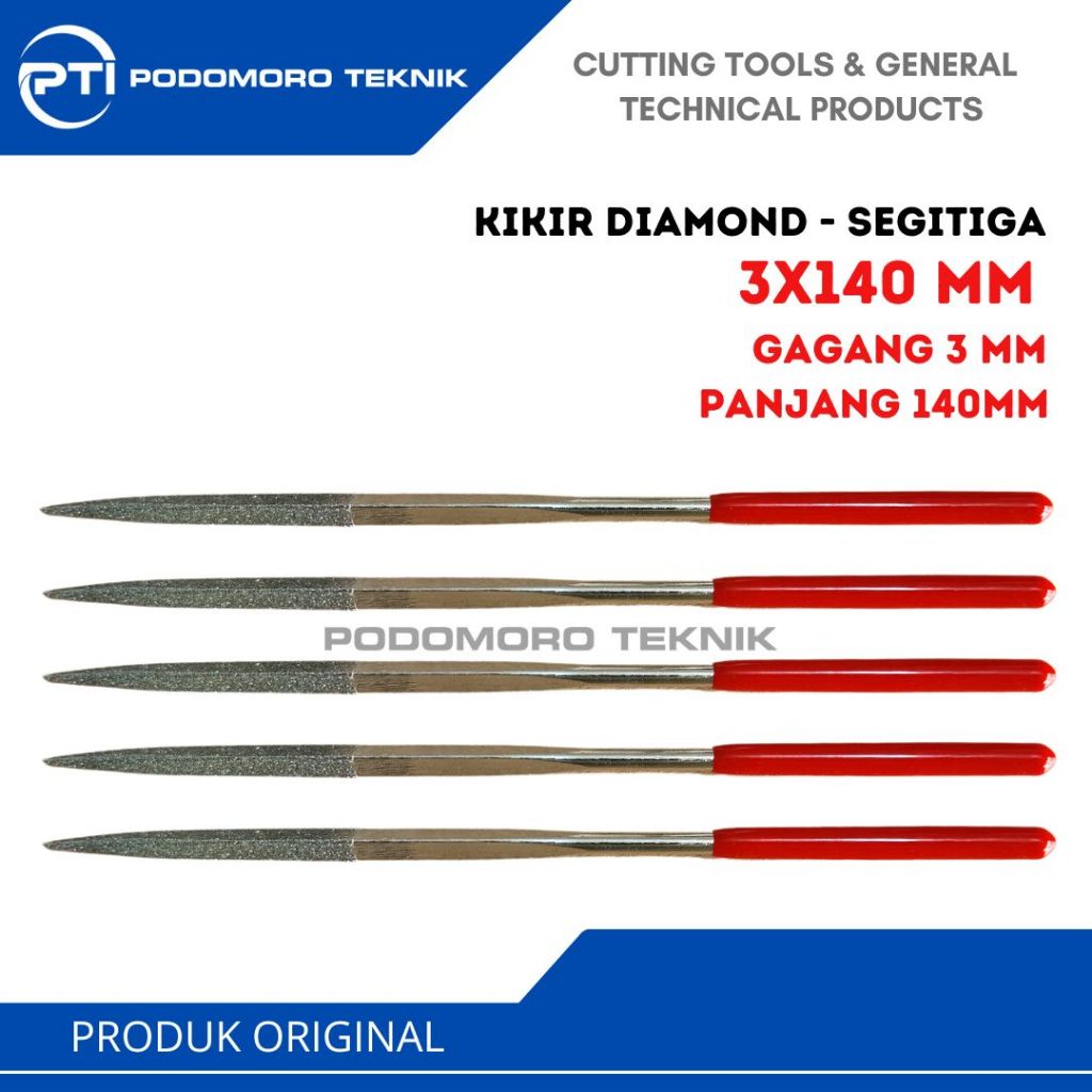 Kikir Diamond 3 x 140 mm SEGITIGA Diamond Files Set 5 PCS Gagang 3 mm 3x140 mm Kikir Asah Intan Mini