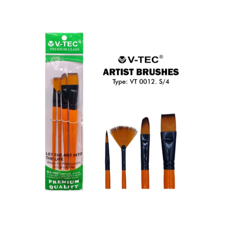 

SET KUAS V-TEC VT-0012 / ISI 4 KUAS NO 7, 8, 12, 18 ARTIST BRUSHES VTEC ALAT LUKIS BRUSH / MITRA ABADI KATALOG JOGJA