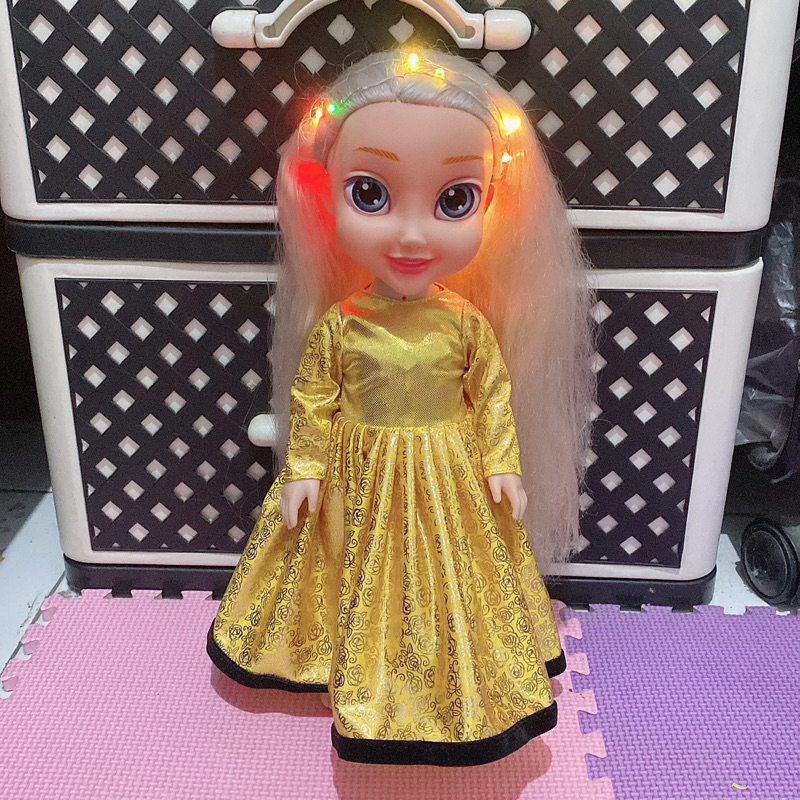 Boneka toddler elsa frozen mata kaca elektrik on 35cm preloved free baju