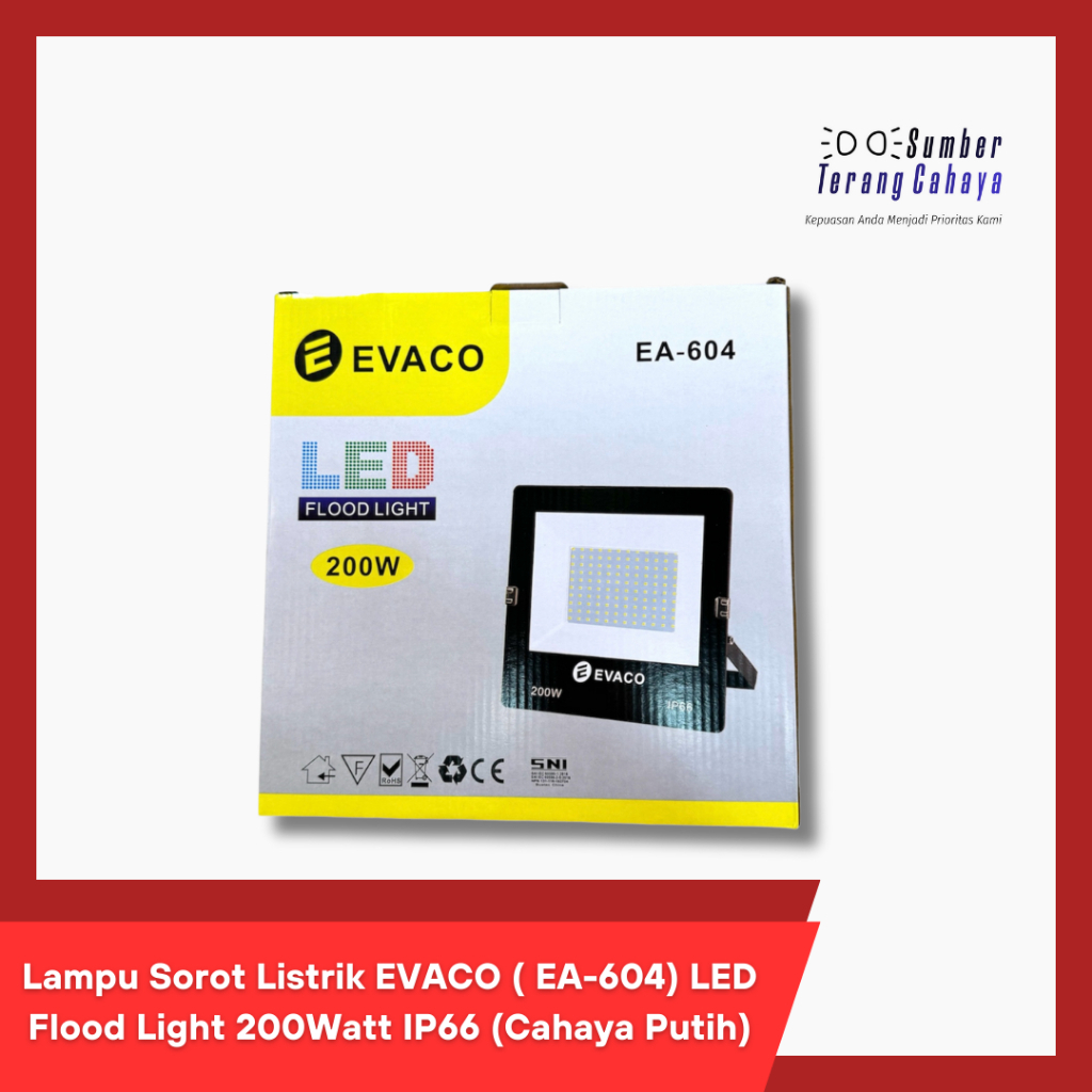 Lampu Sorot Listrik EVACO ( EA-604) LED Flood Light 200Watt Cahaya Putih/Kuning