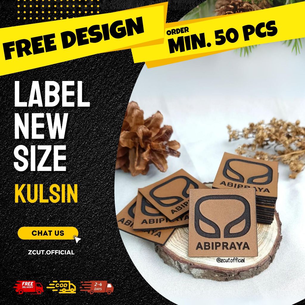 [MIN 50pcs] Label Kulit Sintetis Kulsin Custom Rebranding dompet, rajut, tas, pakaian NEW SIZE