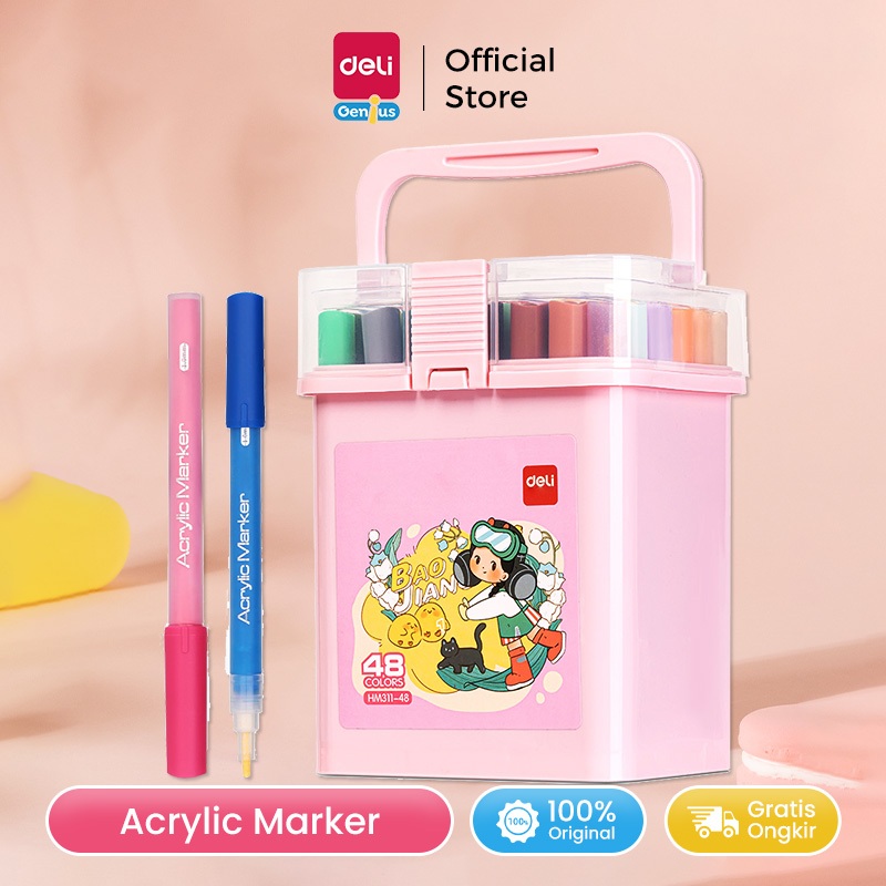 

NEW PRODUCT DELI SPIDOL AKRILIK / ACRYLIC MARKER 12/24/36/48/60 WARNA TINTA BANYAK WADAH PRAKTIS