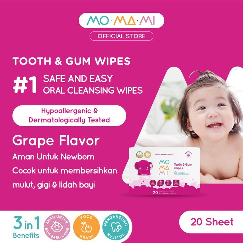 Momami Wet Tissue Tooth & Gum Wipes - Tisu Basah Pembersih Gigi & Gusi Bayi dengan Xylitol Travel Fr