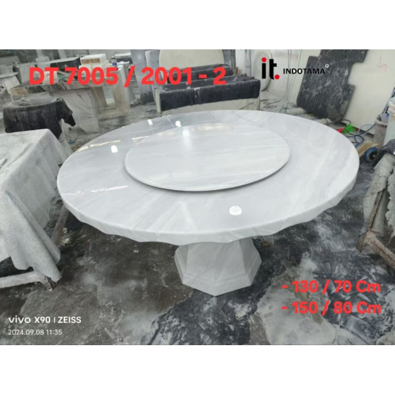 Meja Makan Bundar Bulat Marmer Import DT 1041 IT