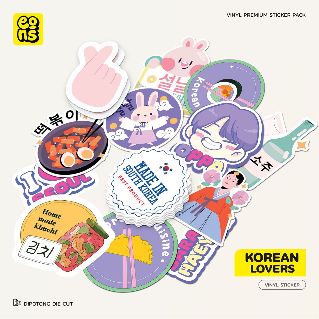 

Sticker Korean Lovers Bahan Vinyl Waterproof Doff - Stiker Laptop Diary Notebook Journal Koper Tumbler