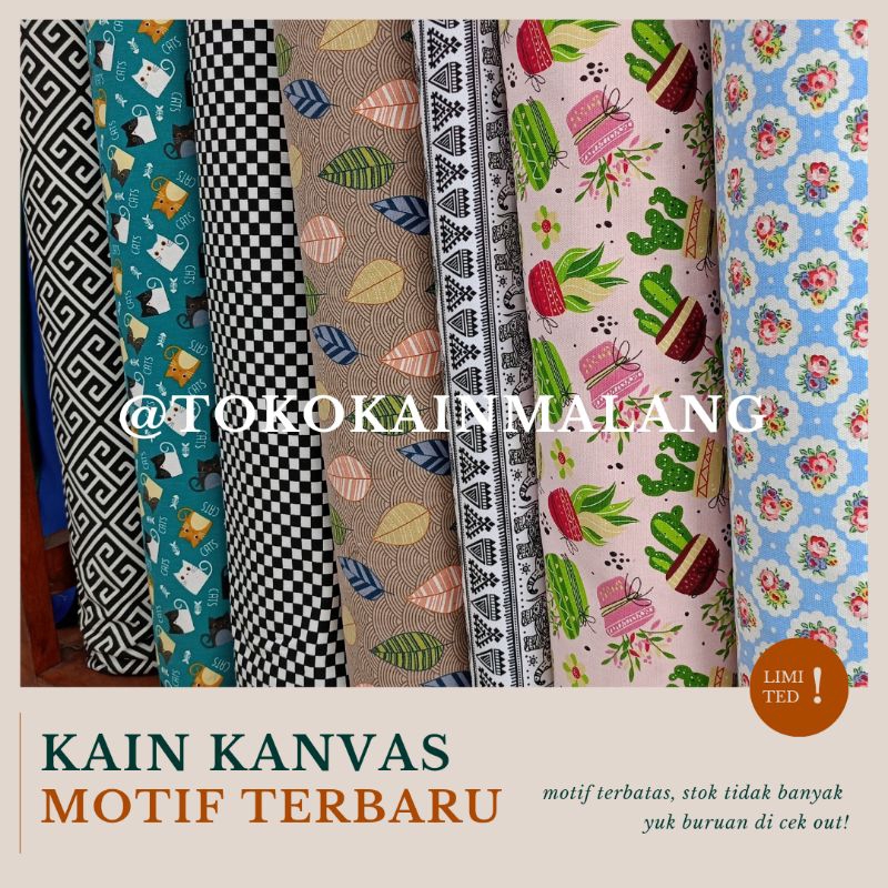 KAIN KANVAS KATUN MOTIF METERAN TEBAL  (HARGA PER 1 METER)