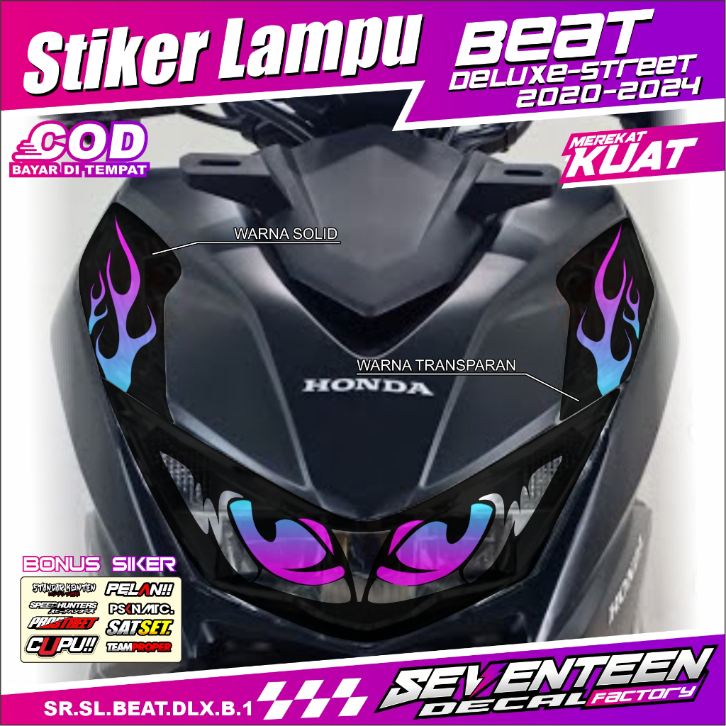 COD STIKER VARIASI LAMPU ALIS MOTOR BEAT NEW DELUXE 2020 2024 TRANSPARAN UV BEAT STREET