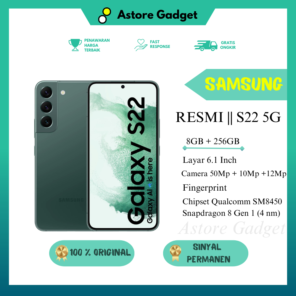 SAMSUNG S22 5G 256GB - RAM 8GB - ORIGINAL - Bekas - Fullset