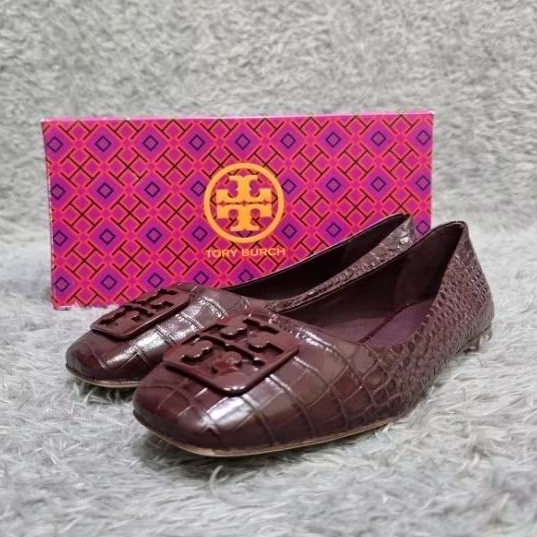(100% ORI) TB GEORGIA BALLET SOFT CROCO EMBOSS CLARET