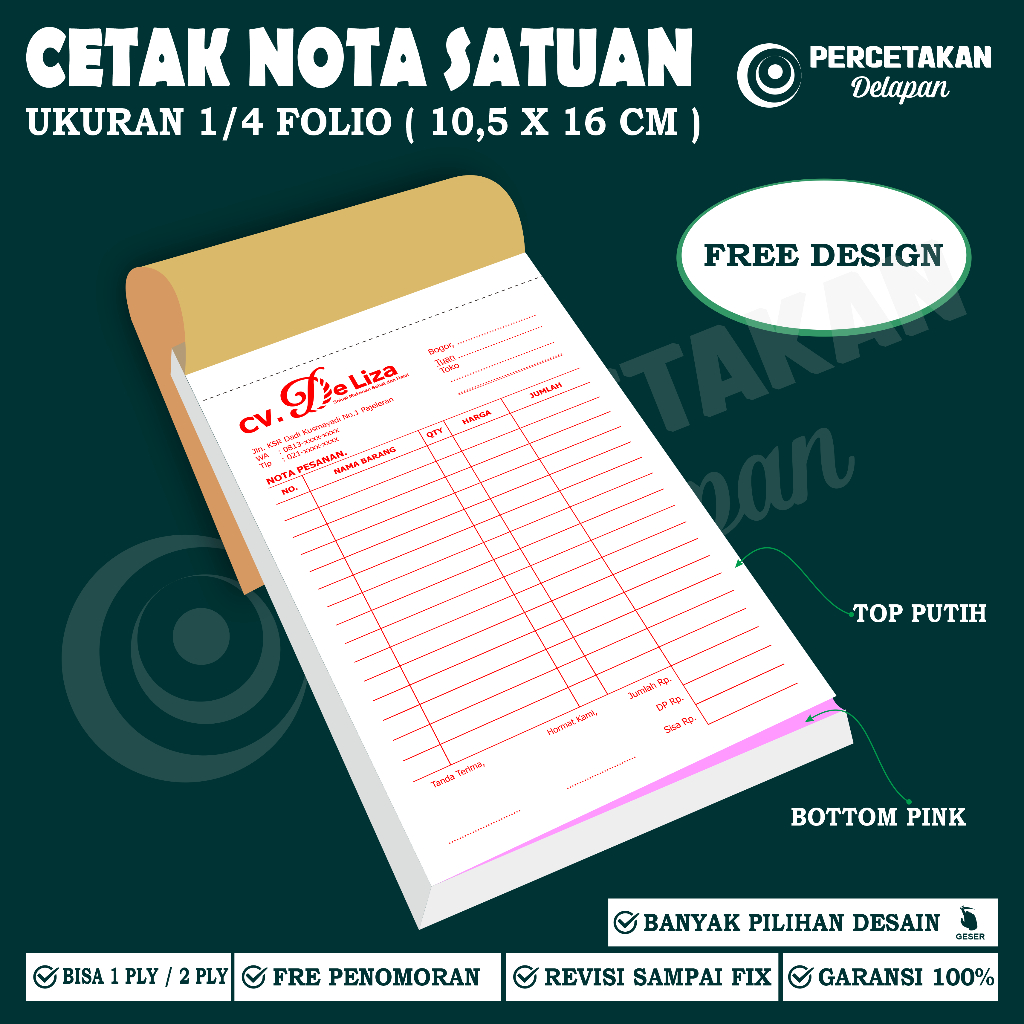 

Custom nota 2 ply - nota penjualan 2 ply