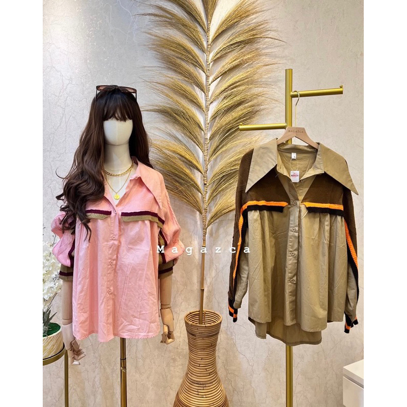 Kemeja Import Katun Mix Rajut