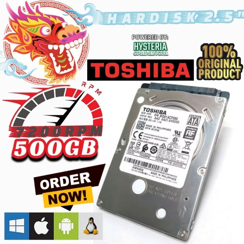 Hardisk Laptop 500Gb 7200RPM • HDD Toshiba 500Gb 7200RPM Garansi