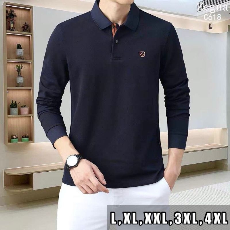 KAOS POLO LENGAN PANJANG ZEGNA HIGH QUALITY