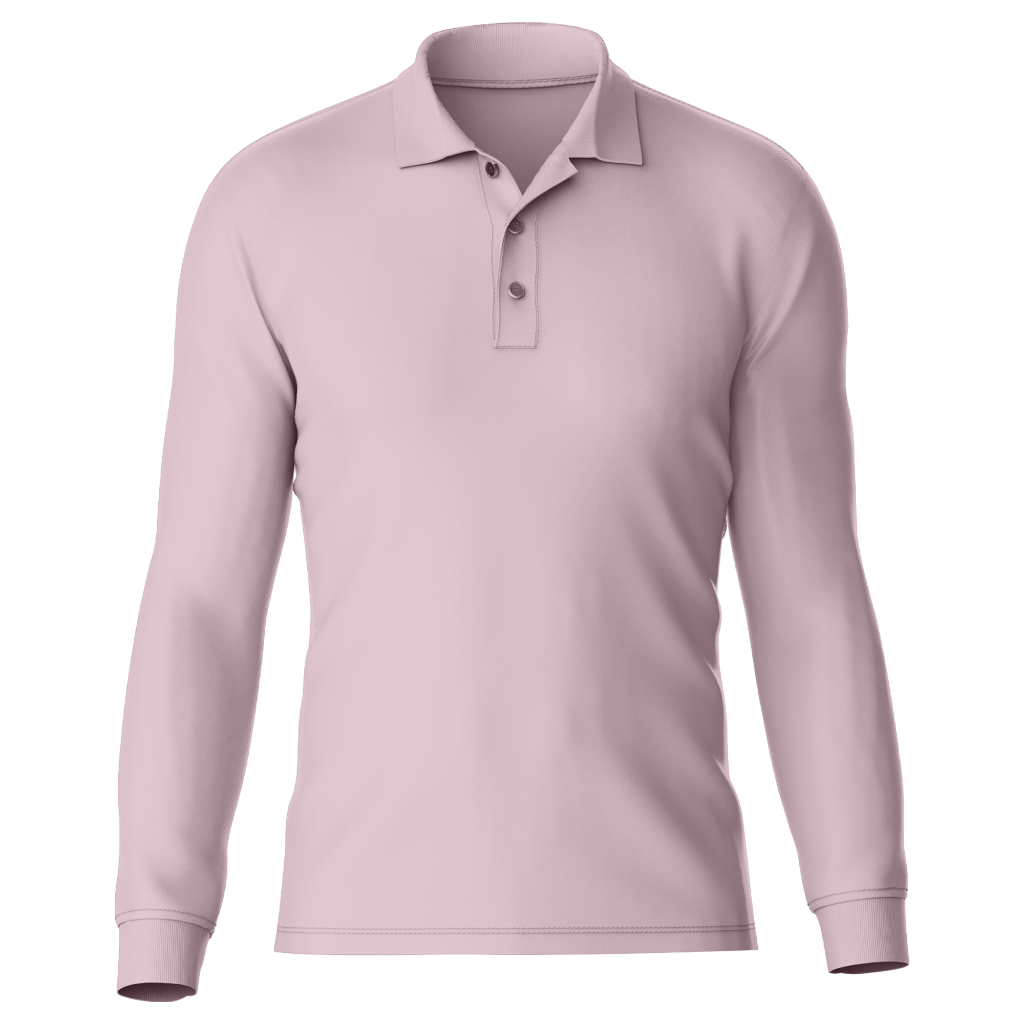 Kaos Polo Shirt Pria Kerah Lengan PANJANG Kancing 2 - PINK