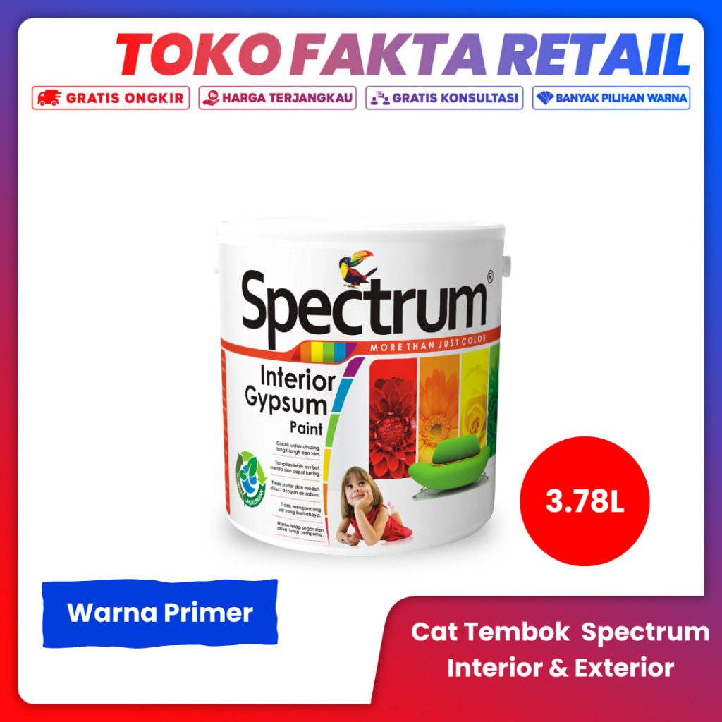 Cat Tembok Spectrum Interior Eksterior Warna Putih dan Warna Primer 3.78 L