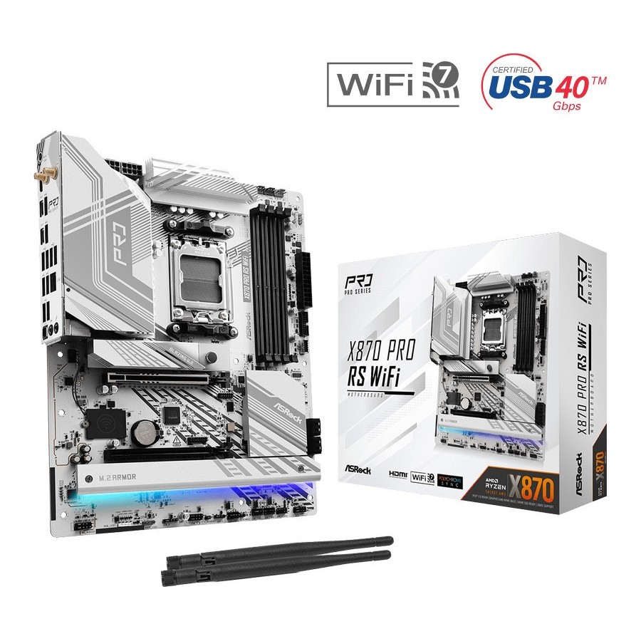 Motherboard ASROCK X870 PRO RS WiFi (AM5, AMD, X870, DDR5, USB3.2, SATA3)