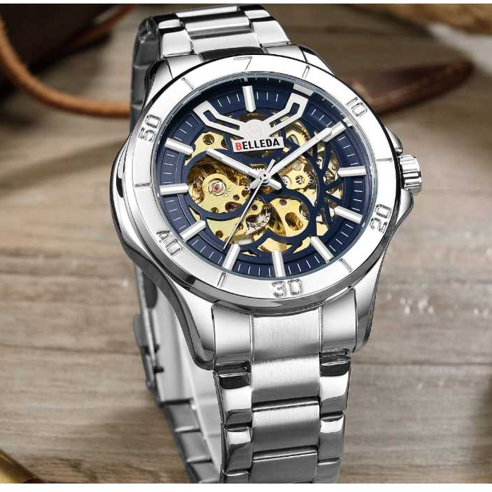 Jam Tangan Pria Belleda 9482 Automatic Stainless Original Anti Air 3Atm Watches Populer